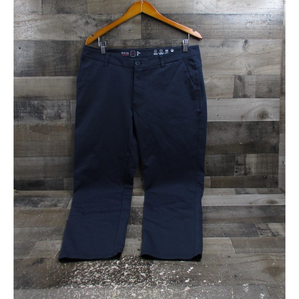 RYE 51 Voyager Chino Pants Mens 34 Navy Slim Straight 4-Way Stretch Performance